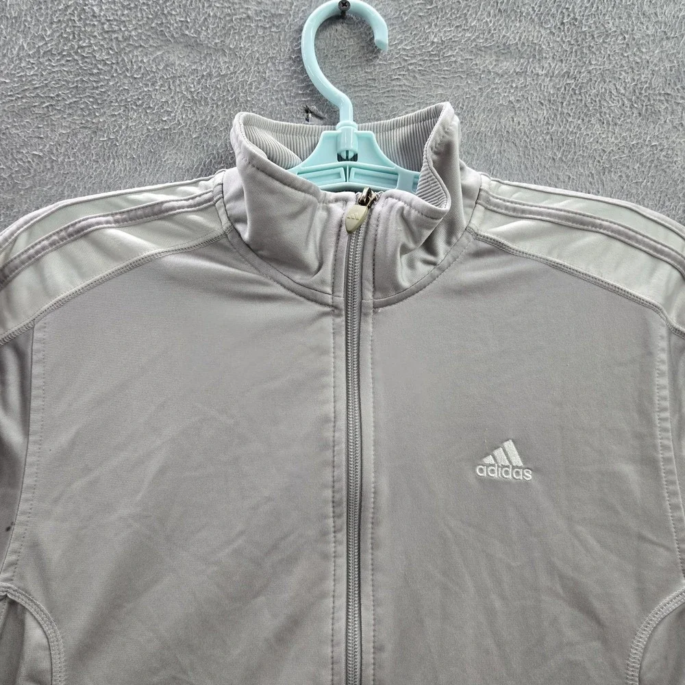 VINTAGE‎ Adidas Men Jacket M Gray Logo Embroidery Track Classic Stripe Y2K